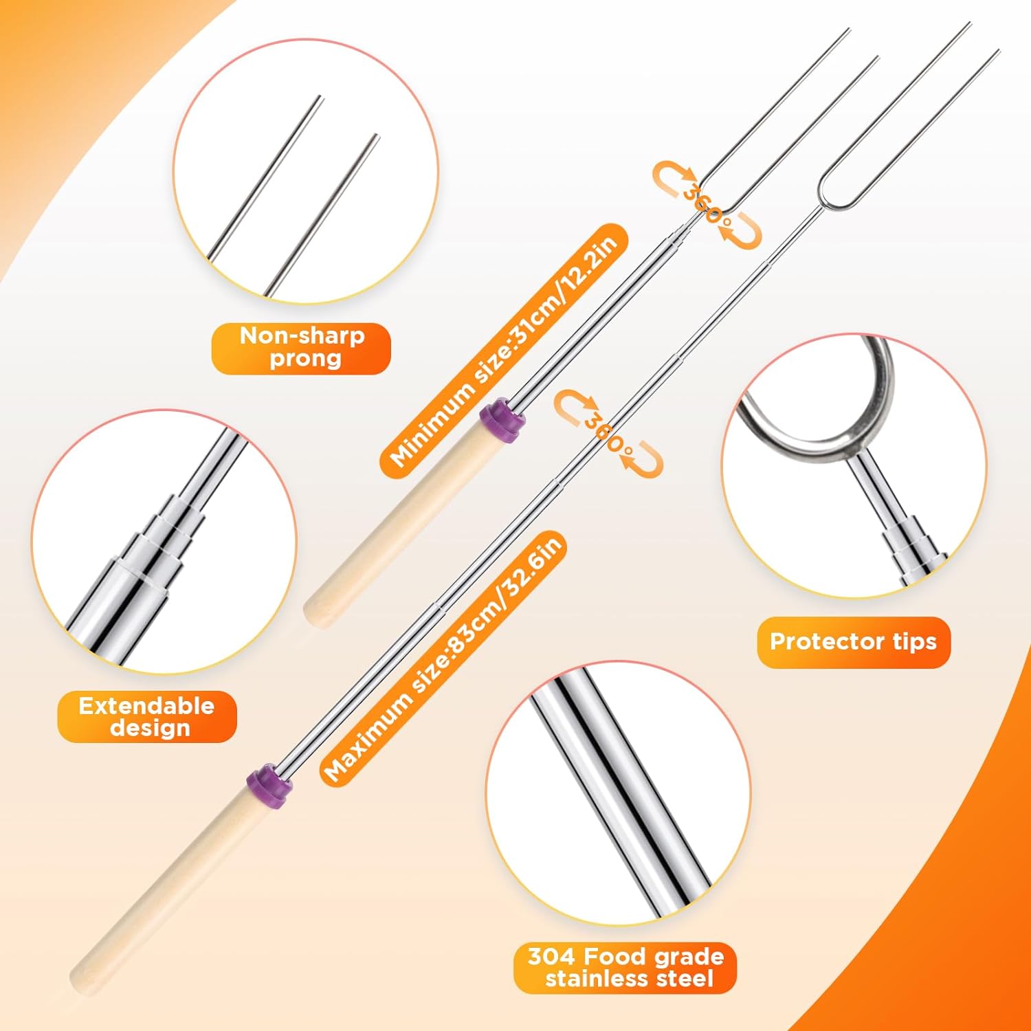6Pcs Stainless Steel Telescopi - Corn Dog Stick review and price
